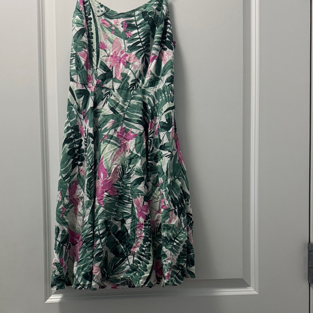 Old Navy Green and Pink Floral Mini Dress